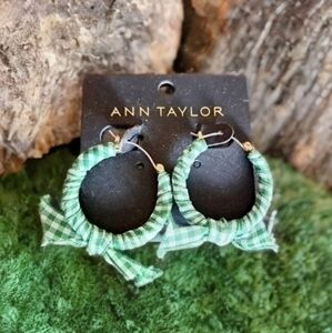 💥NWT💥 ANN TAYLOR GREEN GINGHAM HOOPS RV $49.50